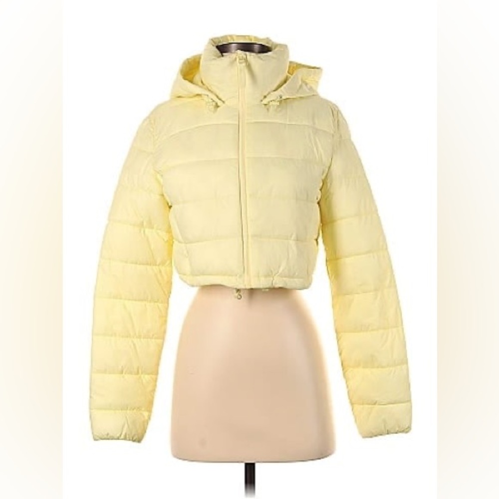 Zara yellow cropped puffer jacket